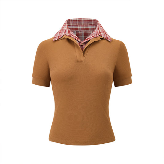 False Two-piece Open Collar Polo